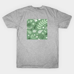 Cute Green Leaf Nature Pattern T-Shirt